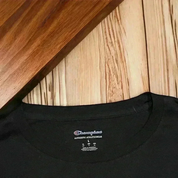 Champion Black Men’s Size Large T-Shirt With Cool Hand-Embroidered Sunshine. - Picture 3 of 5